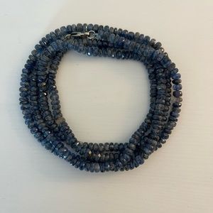 34” genuine faceted sapphire rondell beaded necklace